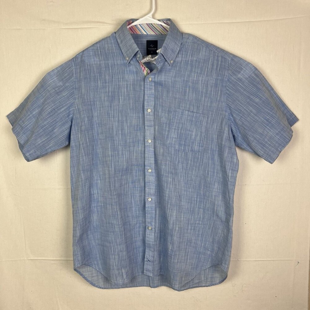 TailorBryd 100% Cotton Short Sleeve‎ Button Down Shirt Blue Men’s XL